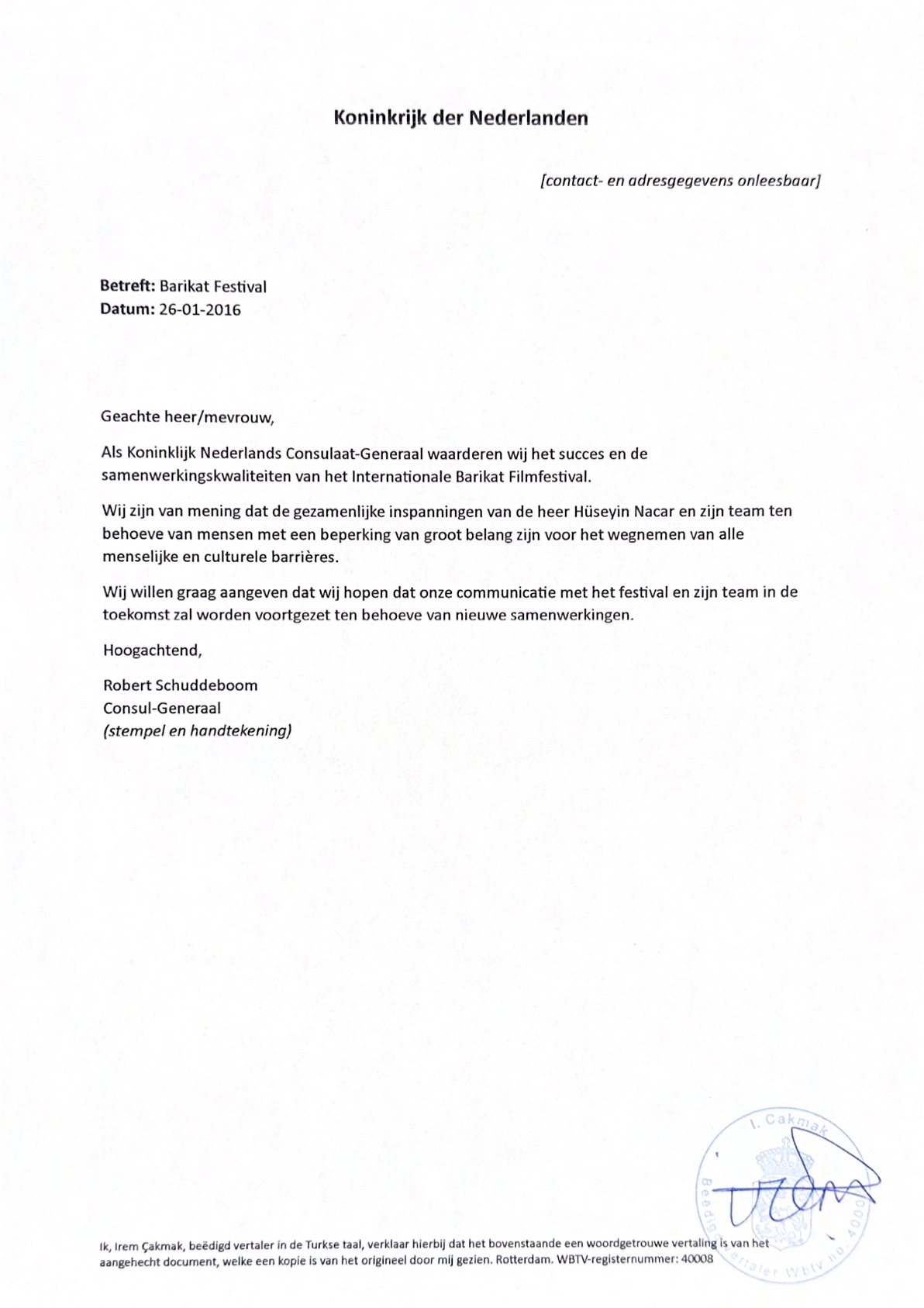 Sworn Dutch translation and original: Consulate General of the Netherlands in Istanbul