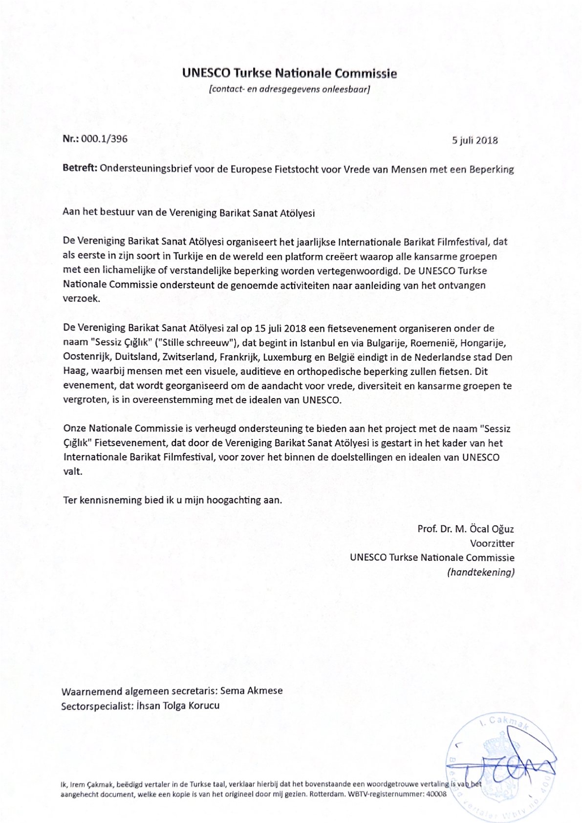 Sworn Dutch translation and original: UNESCO Turkish National Commission