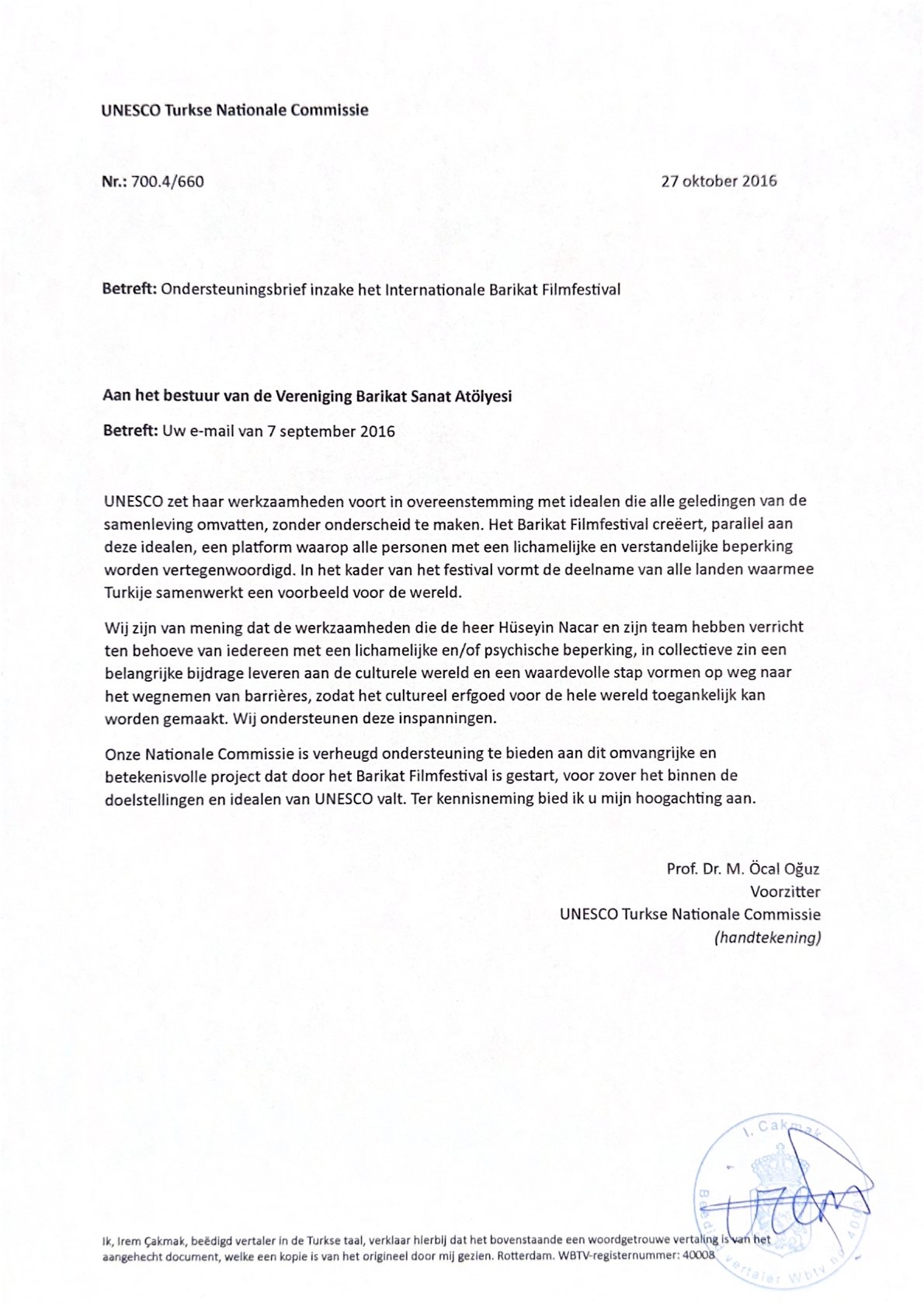 Sworn Dutch translation and original: UNESCO Turkish National Commission